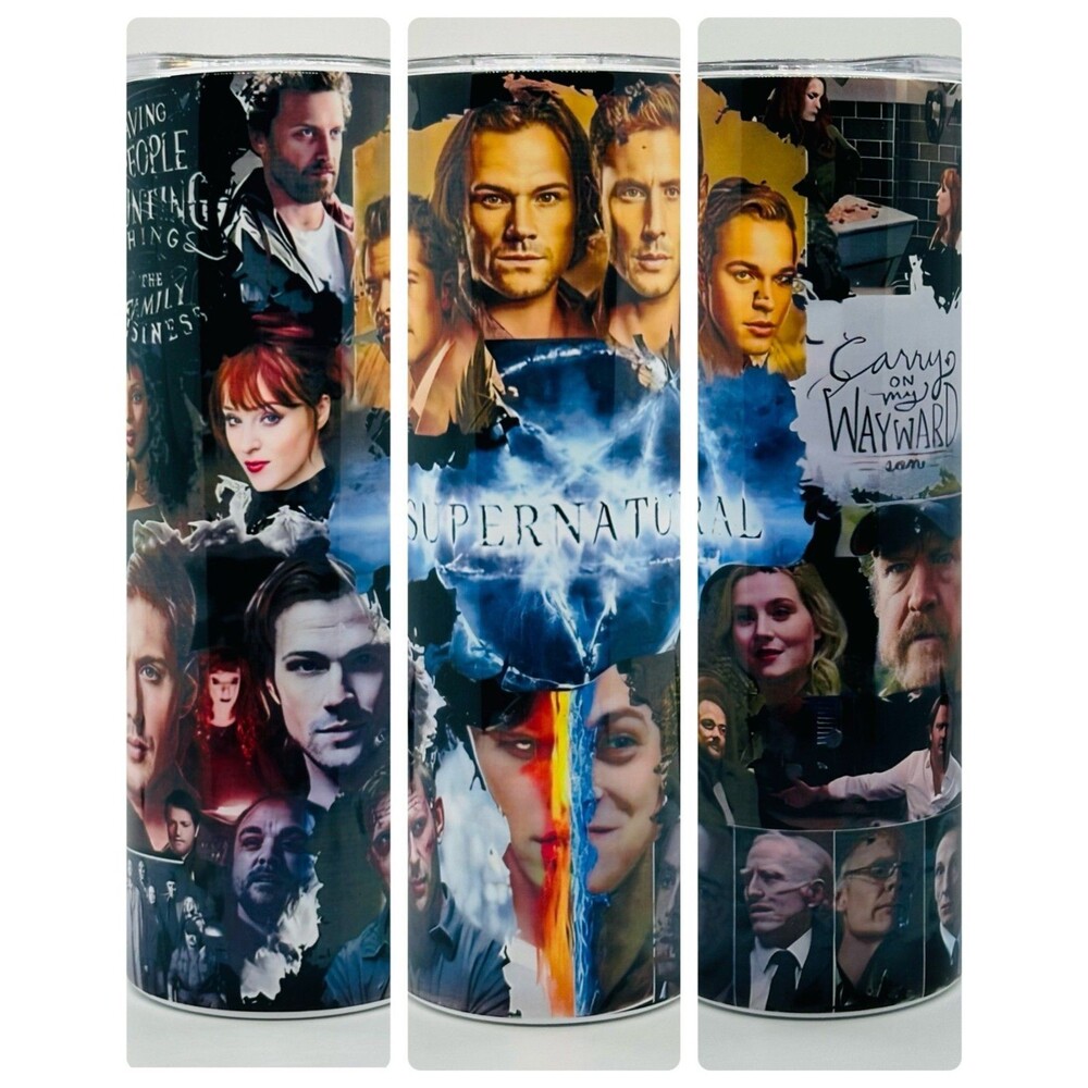 NEW Supernatural 20 oz. Stainless Steel Tumbler w/Straw Set & Silicone Tip
